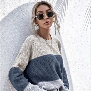 Drop Shoulder ColorBlock Oversized Sweater